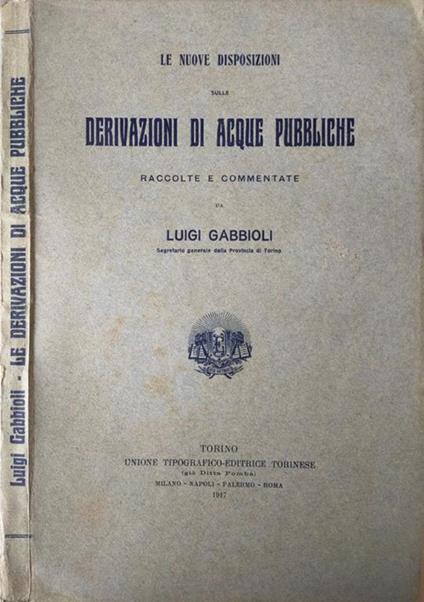 Le nuove disposizioni sulle derivazioni di acque pubbliche - Luigi Gabbioli - copertina