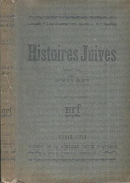 Histoires Juives - Raymond Geiger - copertina