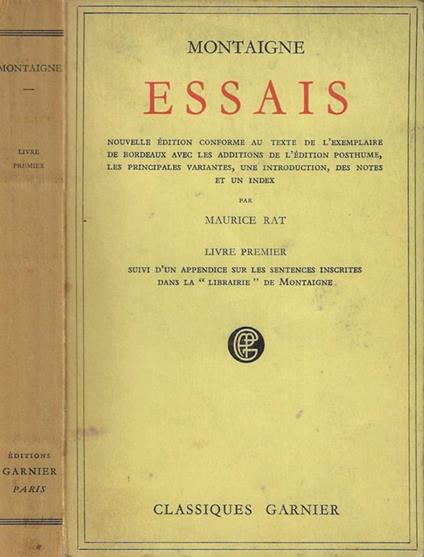 Essais livre premier - Montaigne - copertina