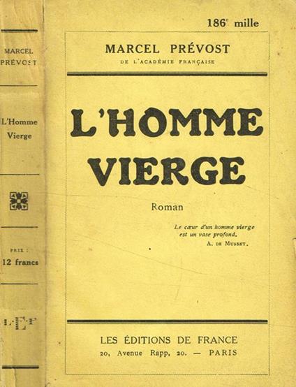 L' homme vierge - Marcel Prévost - copertina