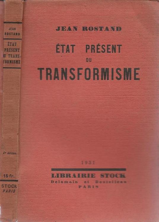 État présent du transformisme - Jean Rostand - copertina