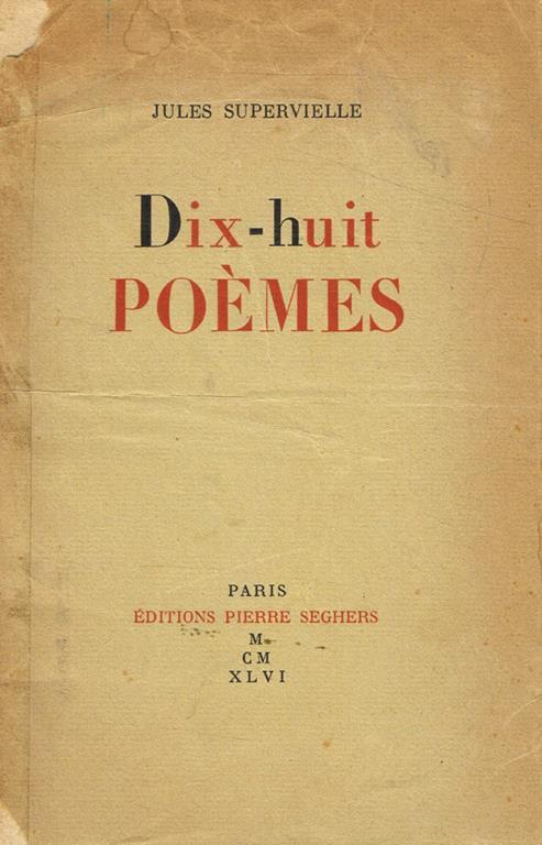 Dix-huit Poèmes - Jules Supervielle - copertina