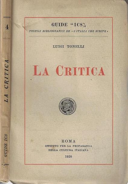 La critica - Luigi Tonelli - copertina