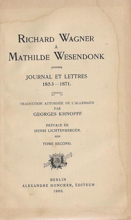 Journal et lettres 1853-1871. Vol. II - Richard Wagner - copertina