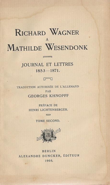 Journal et lettres 1853-1871. Vol. II - Richard Wagner - copertina