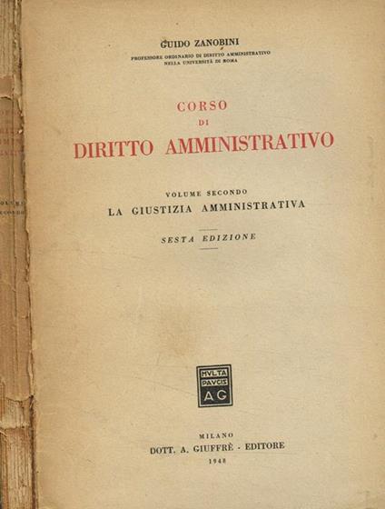 Corso di diritto amministrativo. Vol.II - Guido Zanobini - copertina