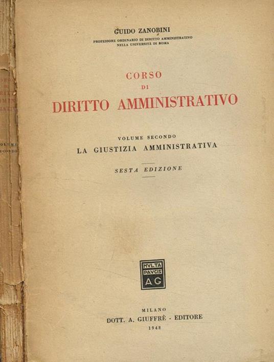Corso di diritto amministrativo. Vol.II - Guido Zanobini - copertina