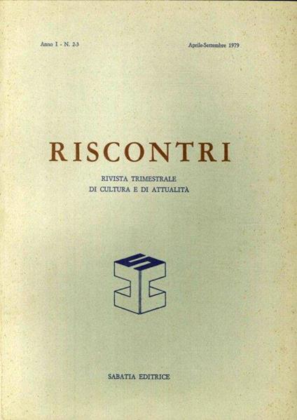 Riscontri. Rivista trimestrale di cultura e di attualità - copertina