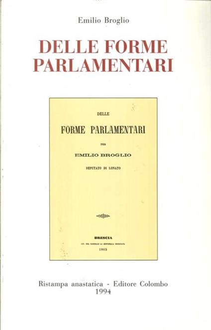 Delle Forme Parlamentari - Emilio Broglio - copertina