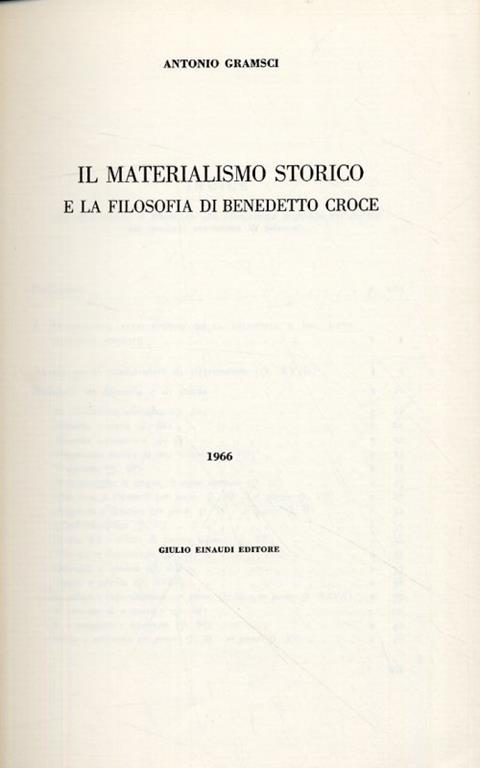 Il materialismo storico e la filosofia di Benedetto Croce. [Ottava edizione] - Antonio Gramsci - copertina