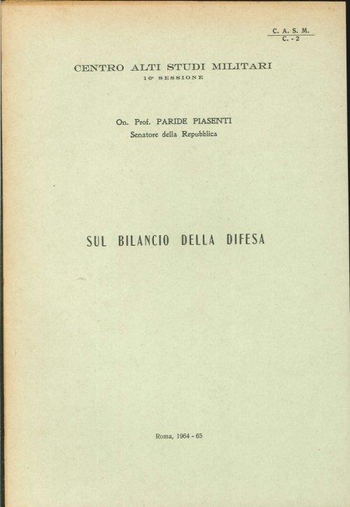 Sul Bilancio della Difesa - Paride Piasenti - copertina