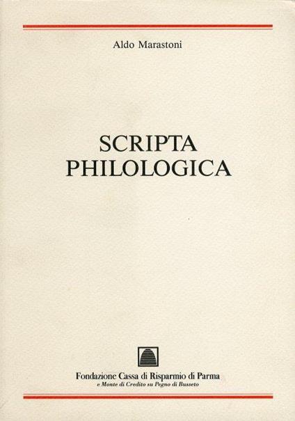Scripta philologica - Aldo Marastoni - copertina
