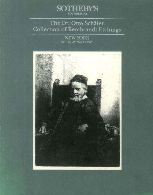 The Dr. Otto Schafer Collection of Rembrandt Etchings - copertina