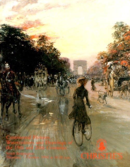 Continental Pictures, Watercolours and Drawings of the 19th and 20th Centuries. 1 October 1992 - copertina