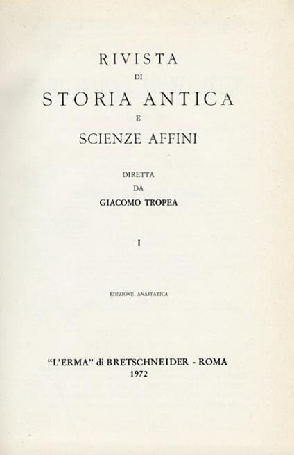 Rivista di storia antica e scienze affini - copertina
