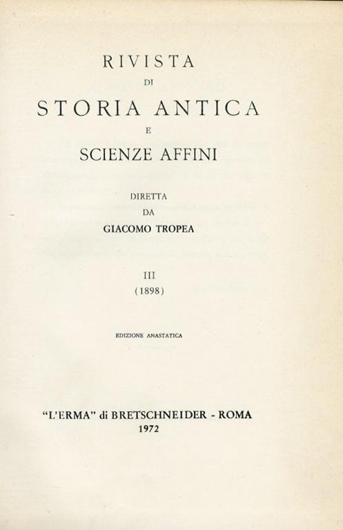Rivista di storia antica e scienze affini. 1898 Vol.3 - copertina