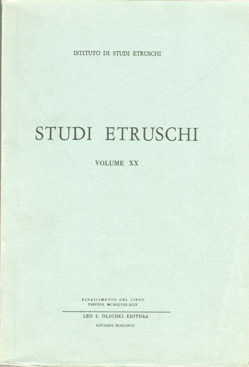 Studi etruschi. XX - copertina