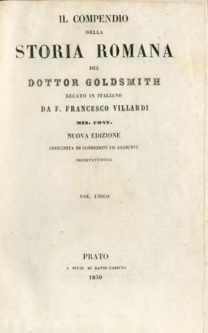 Il compendio della storia Romana - Francesco Villardi - copertina