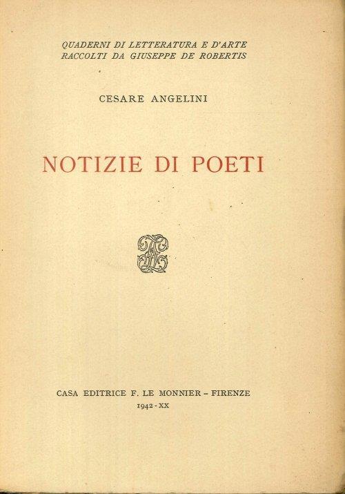 Notizie di poeti - Cesare Angelini - copertina