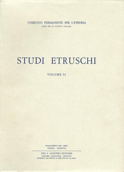 Studi etruschi. II - copertina