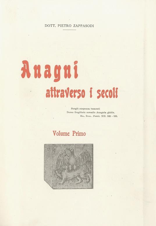 Anagni attraverso i secoli - Pietro Zappasodi - copertina