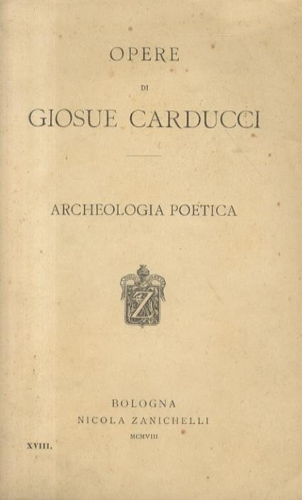 Archeologia poetica - Giosuè Carducci - copertina