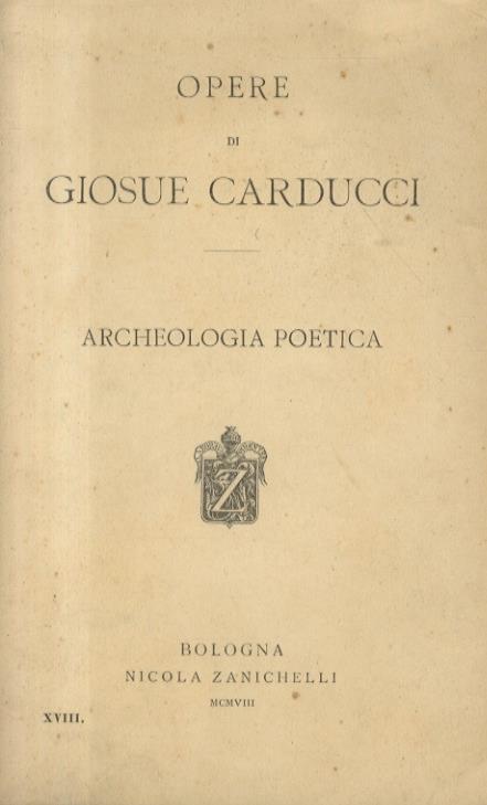 Archeologia poetica - Giosuè Carducci - copertina