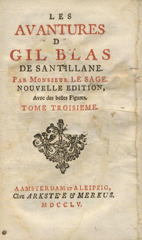 Les Avantures de Gil Blas de Santillane. Nouvelle edition, avec des belles Figures. Tome IIIèmr & IVème - copertina