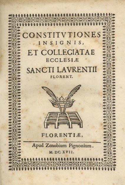 Constitutiones insignis, et collegiatae Ecclesiae sancti Laurentii Florent - copertina