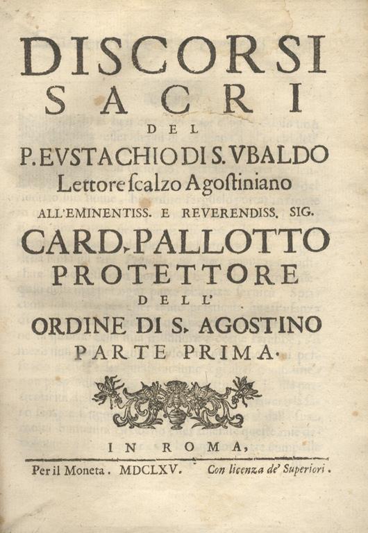 Discorsi Sacri. Parte prima e seconda - Eustachio di Sant'Ubaldo - copertina