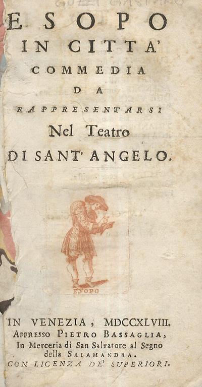 Esopo in città. Commedia da rappresentarsi nel Teatro di Sant'Angelo - Gasparo Gozzi - copertina