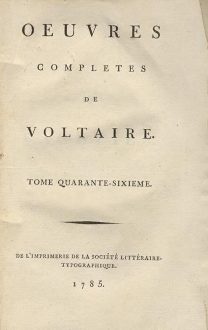 Faceties. In: Oeuvres completes de Voltaire. Tome quarante-sixième - Voltaire - copertina