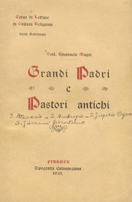 Grandi Padri e Pastori Antichi - Emanuele Magri - copertina