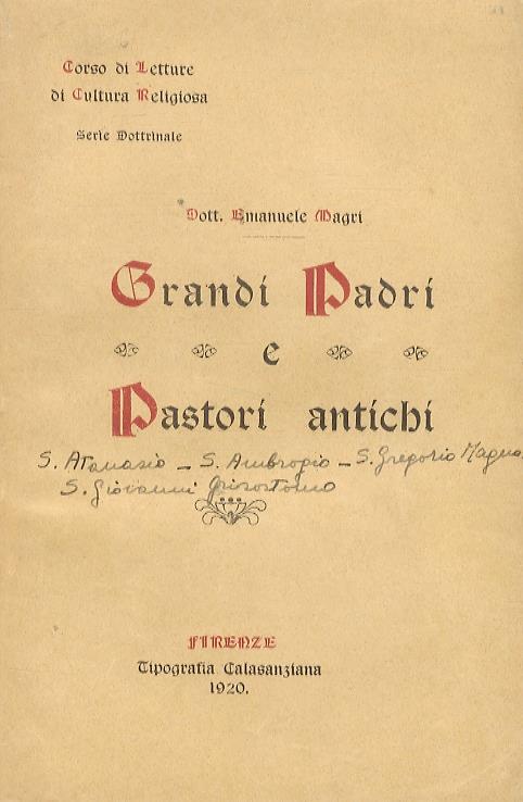 Grandi Padri e Pastori Antichi - Emanuele Magri - copertina