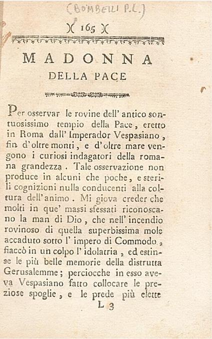 Madonna della Pace - P. L. Bombelli - copertina