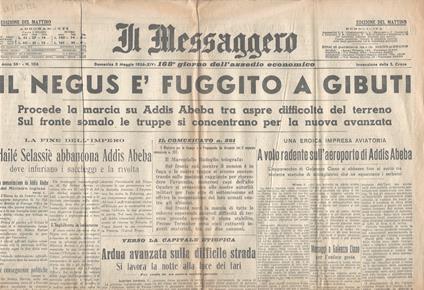 Il Messaggero. Anno 58, n. 106. Domenica 3 maggio 1936-XIV - copertina