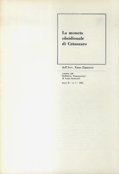 La moneta obsidionale di Catanzaro - copertina