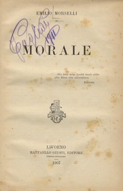 Morale - Emilio Morselli - copertina