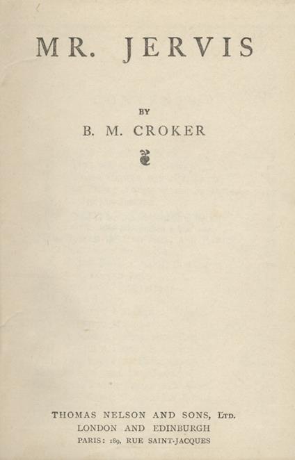 Mr. Jervis - B. Croker - copertina