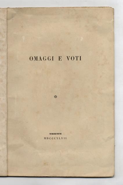 Omaggi e voti. Contiene testi - copertina