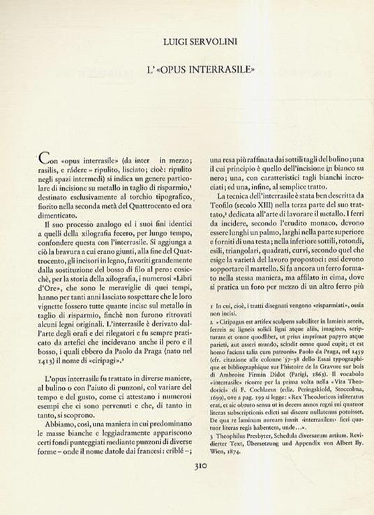 L' opus interrasile. Tecnica incisoria su metallo in taglio di risparmio, usata nel Quattrocento e spesso scambiata per xilografia - Luigi Servolini - copertina