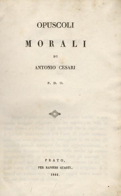 Opuscoli morali - Antonio Cesari - copertina