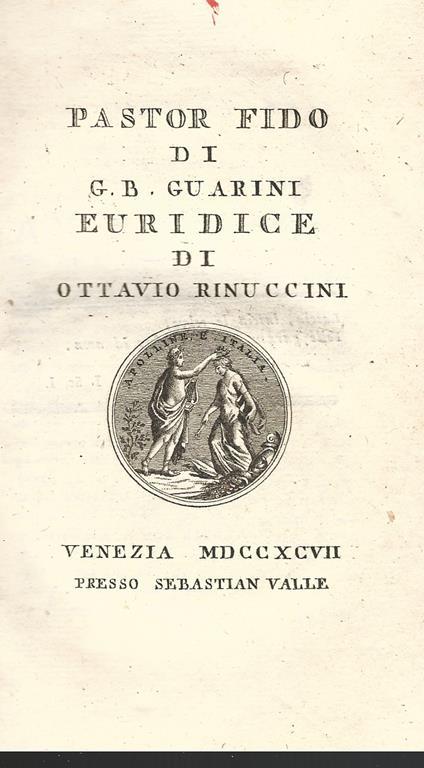 Pastor Fido Euridice - G. Battista Guarini - copertina