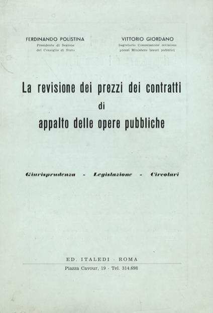La revisione dei prezzi dei contratti di appalto delle opere pubbliche - copertina