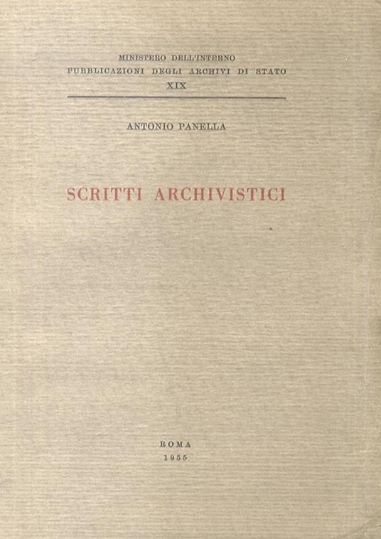 Scritti archivistici - Adelmo Panella - copertina