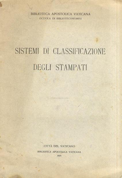Sistemi di classificazione degli stampati - copertina