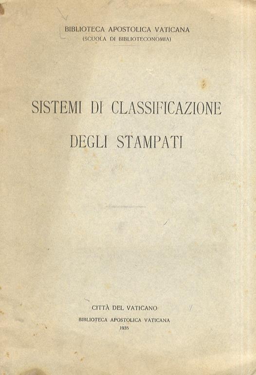 Sistemi di classificazione degli stampati - copertina