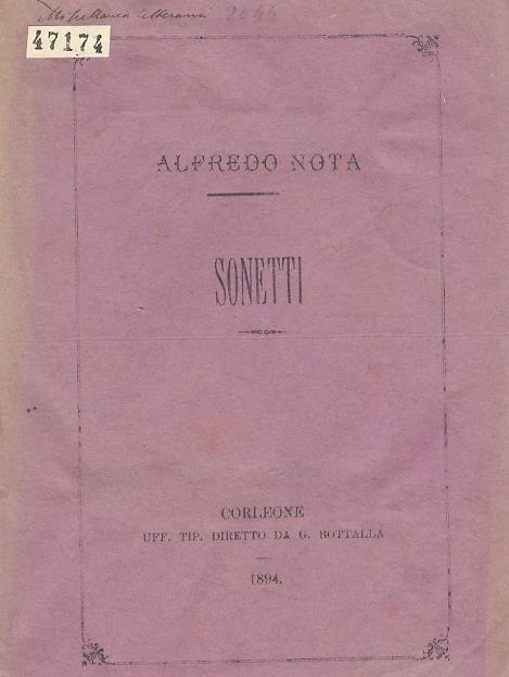Sonetti - Alberto Nota - copertina