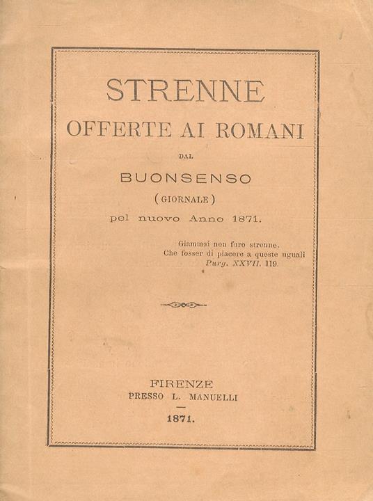 Strenne Offerte Ai Romani Dal Buonsenso Giornale Pel Nuovo Anno 1871 - copertina