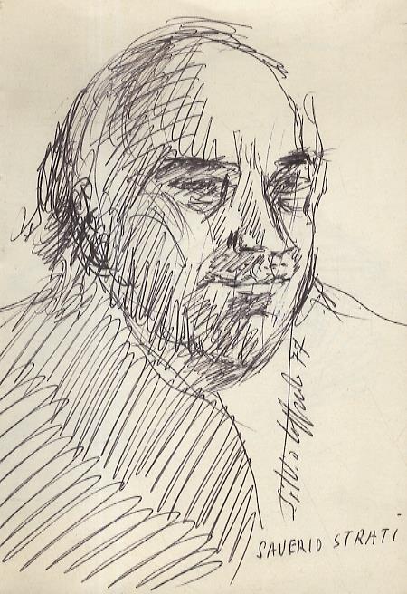 Taccuino contenente 65 disegni originali del pittore Silvio Loffredo, eseguiti a matita o a penna solo uno di questi, il ritratto di Saverio Strati è firmato e datato: Silvio Loffredo 77 - Silvio Loffredo - copertina